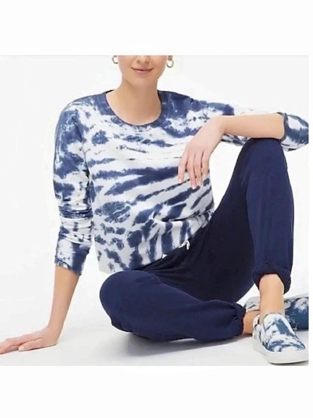 J.CREW Tie-dyed crewneck sweatshirt Blue & White Medium